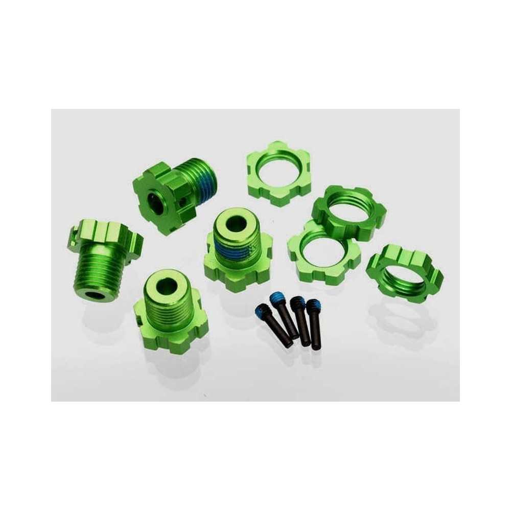Traxxas Wheel hubs splined 17mm (green-anodized) (4) wheel nuts TRX5353G