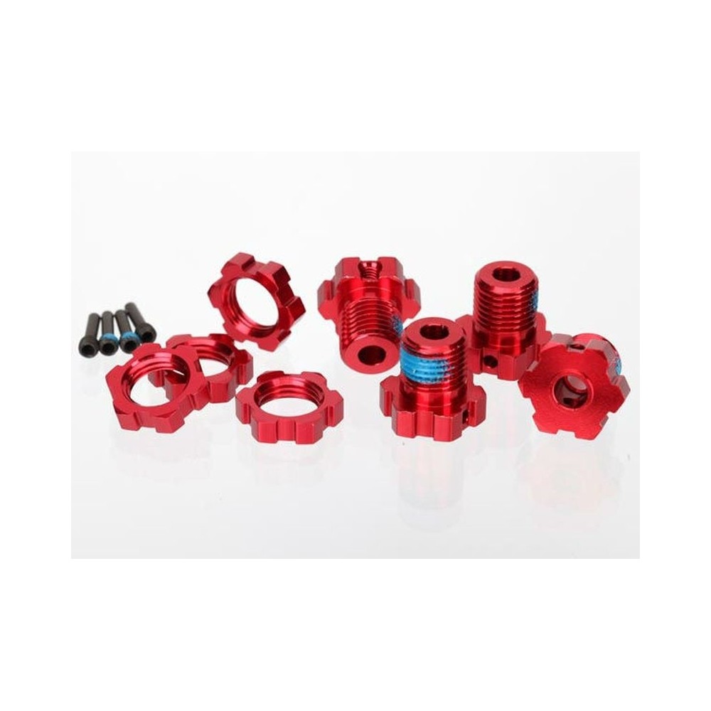 Cubos de rueda estriados anodizado rojo con tuercas Traxxas TRX5353R