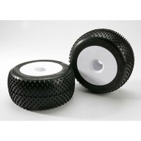 Ruedas montadas y pegadas 3.8 blancas hondeadas con neumáticos traseros Traxxas TRX5375R