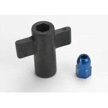 Tuerca hexagonal de antena aluminio anodizado azul con herramientas Traxxas TRX5526