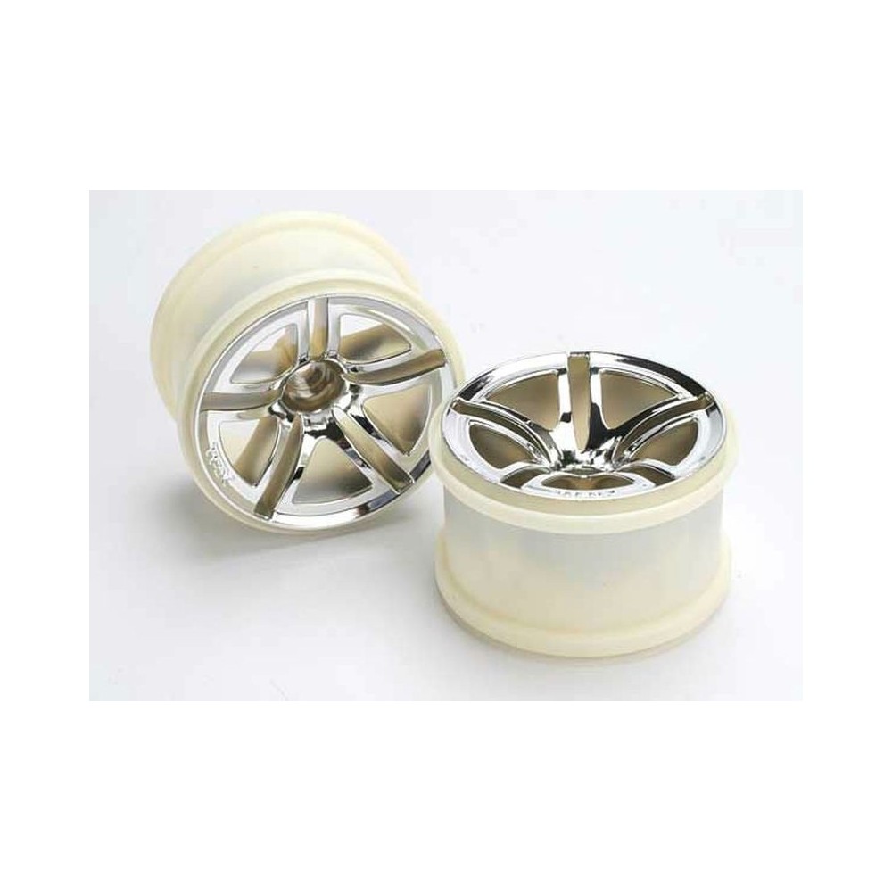 Llantas Jato dos radios 2.8 cromadas nitro trasero frontal eléctrico Traxxas TRX5572