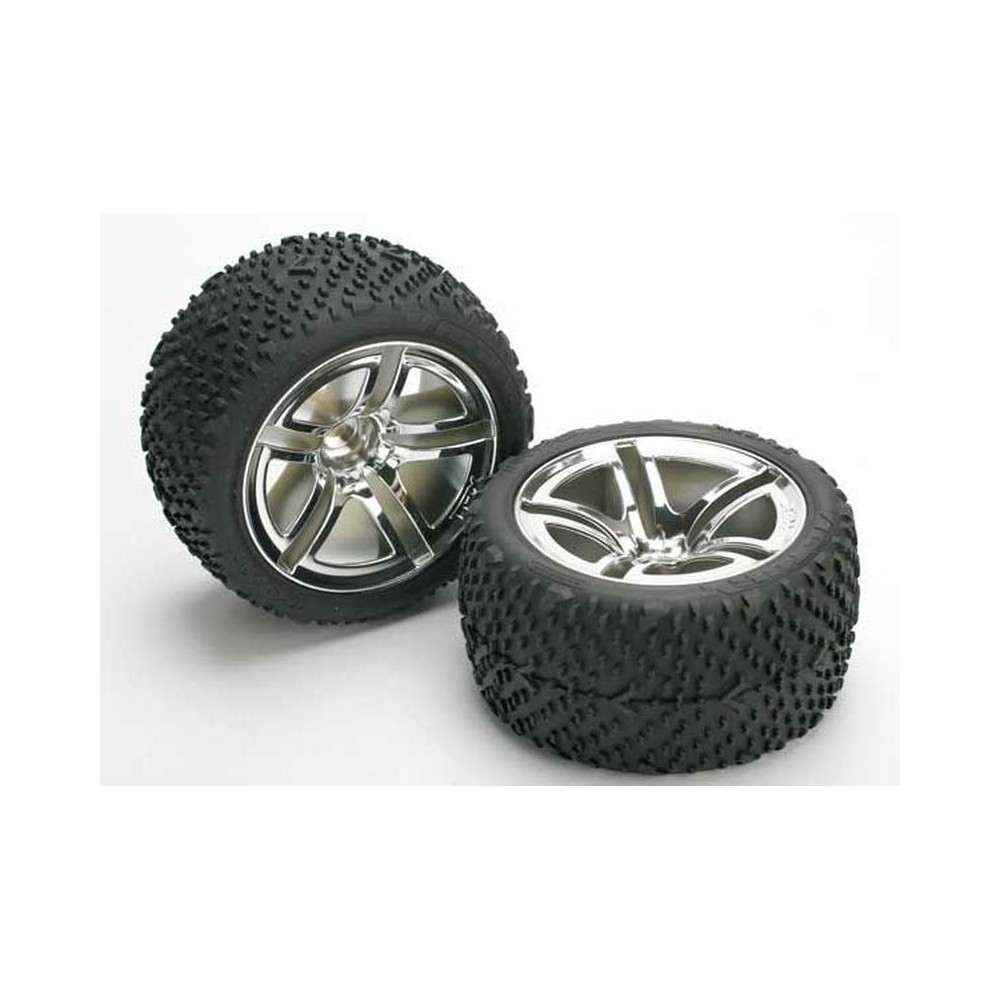 Ruedas montadas y pegadas llantas Jato dos radios neumáticos Victory Traxxas TRX5573 Ruedas montadas y pegadas llantas Jato dos radios neumáticos Victory Traxxas TRX5573