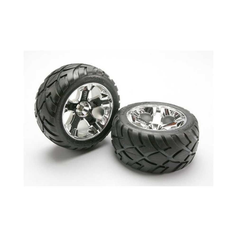 Traxxas Tires wheels assembled glued (all-star chrome wheels an ) TRX5576R Traxxas Tires wheels assembled glued (all-star chrome wheels an ) TRX5576R