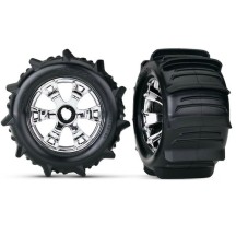 Ruedas montadas y pegadas paddle llantas geode cromo 3.8 Traxxas TRX5672