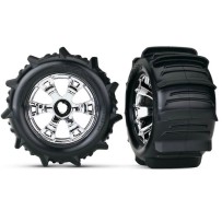 Ruedas montadas y pegadas paddle llantas geode cromo 3.8 Traxxas TRX5672