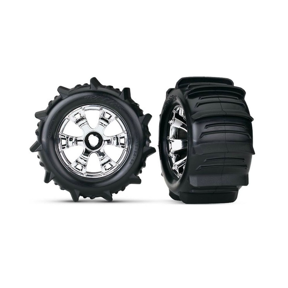 Ruedas montadas y pegadas paddle llantas geode cromo 3.8 Traxxas TRX5672 Ruedas montadas y pegadas paddle llantas geode cromo 3.8 Traxxas TRX5672