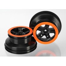 Llantas SCT negras y naranjas estilo beadlock, perfil dual Traxxas TRX5870X