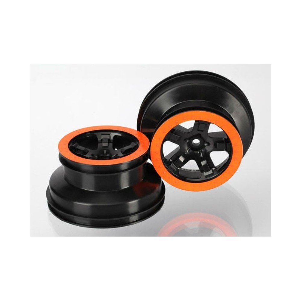 Llantas SCT negras y naranjas estilo beadlock, perfil dual Traxxas TRX5870X