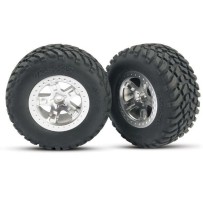 Ruedas montadas y pegadas SCT llantas cromo satinado delanteras Traxxas TRX5873