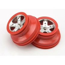 Llantas SCT cromo satinado rojo estilo anillo de retención perfil dual Traxxas TRX5874A