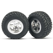 Traxxas Tires wheels assembled glued (sct satin chrome wheels ( )) TRX5875