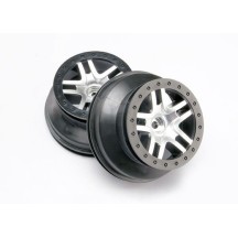 Traxxas Wheels sct split-spoke satin chrome beadlock style dual TRX5876