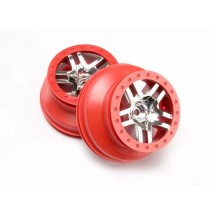 Llantas SCT radios divididos cromo rojo estilo anillo de retención perfil dual Traxxas TRX5876A