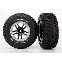 Ruedas montadas y pegadas SCT radios divididos negro satinado Traxxas TRX5883