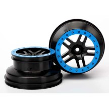 Llantas SCT de radios divididos negras y azules, beadlock, perfil dual, para 4WD o trasera 2WD Traxxas TRX5884A