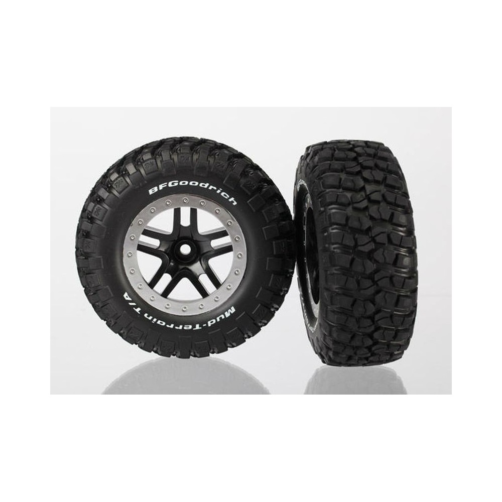 Ruedas montadas y pegadas short course split-spoke cromo negro satinado Traxxas TRX5885 Ruedas montadas y pegadas short course split-spoke cromo negro satinado Traxxas TRX5885
