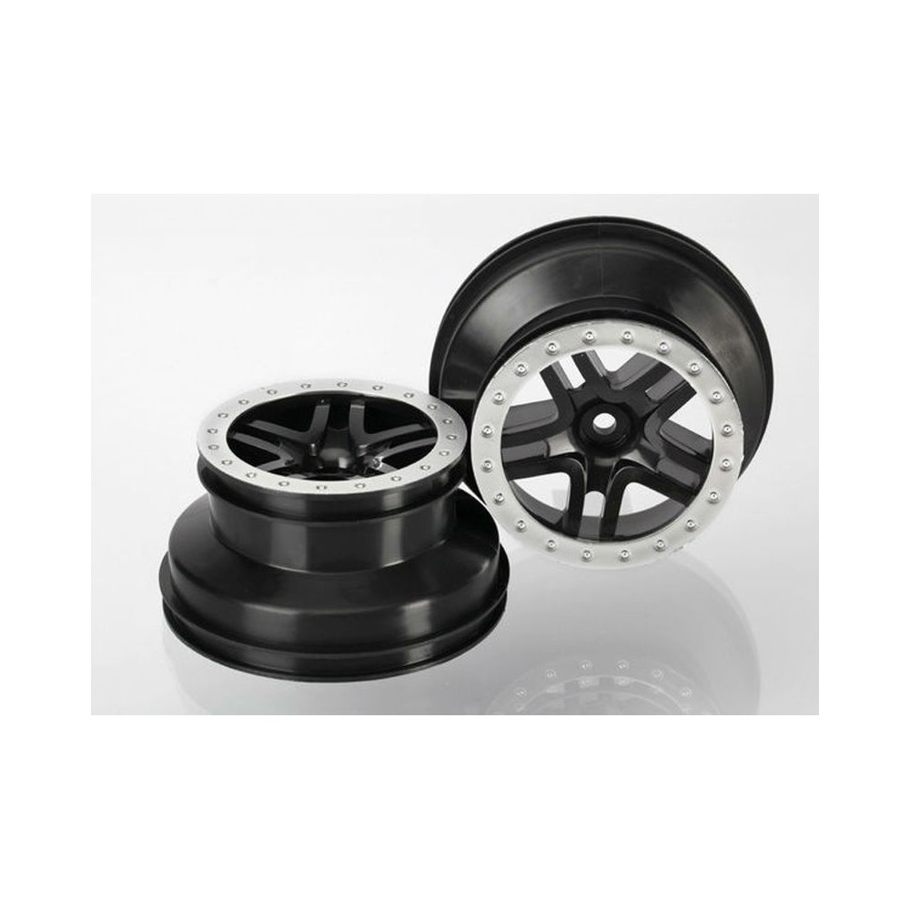 Llantas short course split-spoke cromo negro satinado con anillo Traxxas TRX5886 Llantas short course split-spoke cromo negro satinado con anillo Traxxas TRX5886