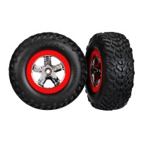 Ruedas montadas y pegadas short course cromo con neumáticos racing TSM Traxxas TRX5887