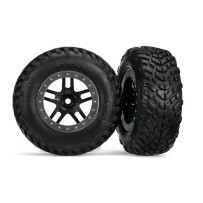 Ruedas montadas y pegadas short course split-spoke cromo negro satinado Traxxas TRX5890