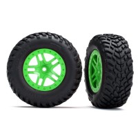 Ruedas montadas y pegadas short course split-spoke verde con llantas SCT Traxxas TRX5892G