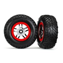 Ruedas montadas y pegadas short course cromo split-spoke con neumáticos TSM Traxxas TRX5977