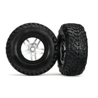 Ruedas montadas y pegadas short course cromo satinado split-spoke neumáticos TSM Traxxas TRX5978