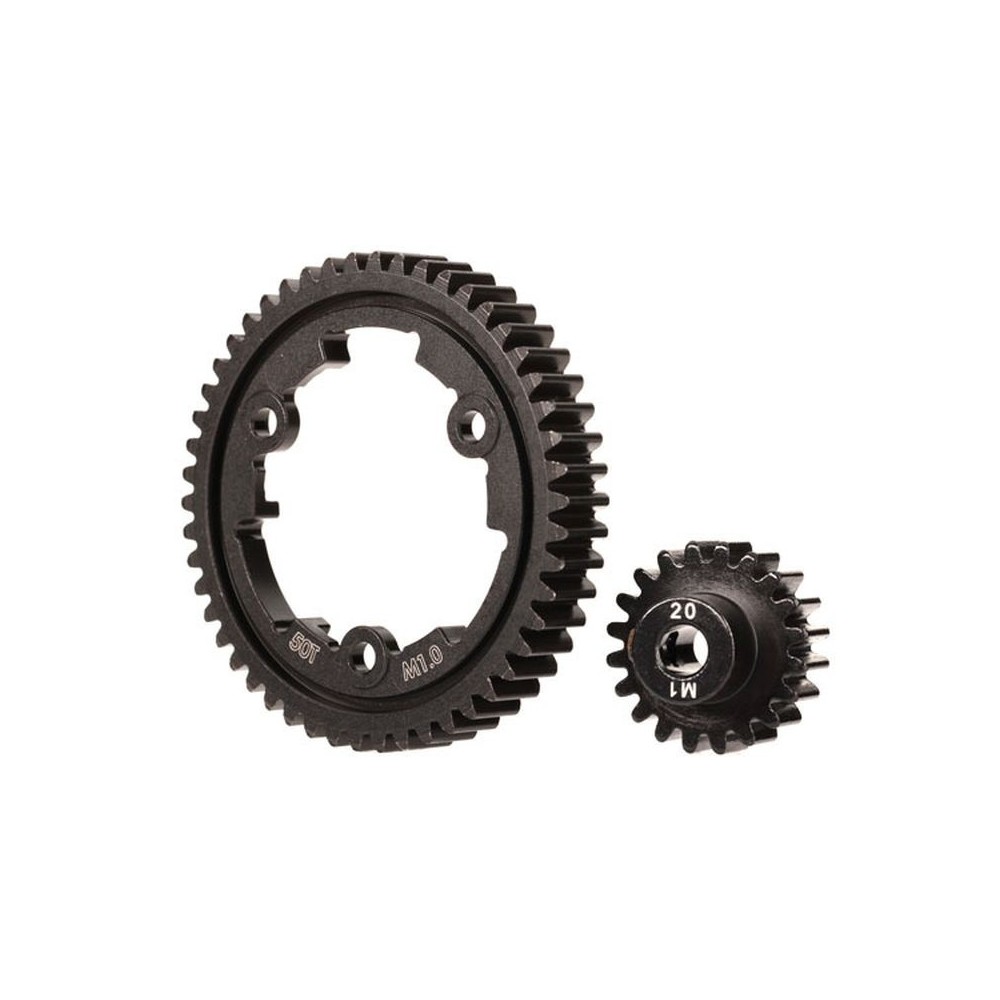Kit transmisión acero 50 dientes corona 20 piñón Traxxas TRX6450 Kit transmisión acero 50 dientes corona 20 piñón Traxxas TRX6450