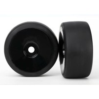 Ruedas de plato negras con neumáticos slick S1, montadas y pegadas, delanteras Traxxas TRX6475