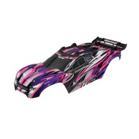 Carrocería Traxxas Rustler 4x4 VXL rosa con parrilla, ventanas y calcas instaladas – TRX6717P