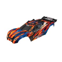 Carrocería Traxxas Rustler 4x4 VXL naranja con parrilla, ventanas y calcas instaladas – TRX6717T