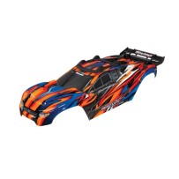 Carrocería Traxxas Rustler 4x4 VXL naranja con parrilla, ventanas y calcas instaladas – TRX6717T