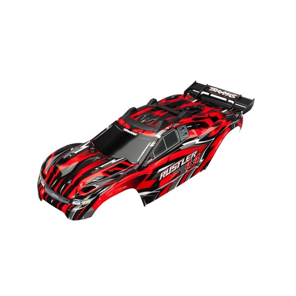 Carrocería Rustler 4x4 roja con ventanas y gráficos Traxxas TRX6718 Carrocería Rustler 4x4 roja con ventanas y gráficos Traxxas TRX6718