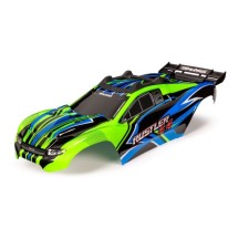 Carrocería Rustler 4x4 verde y azul con adhesivos Traxxas TRX6734G