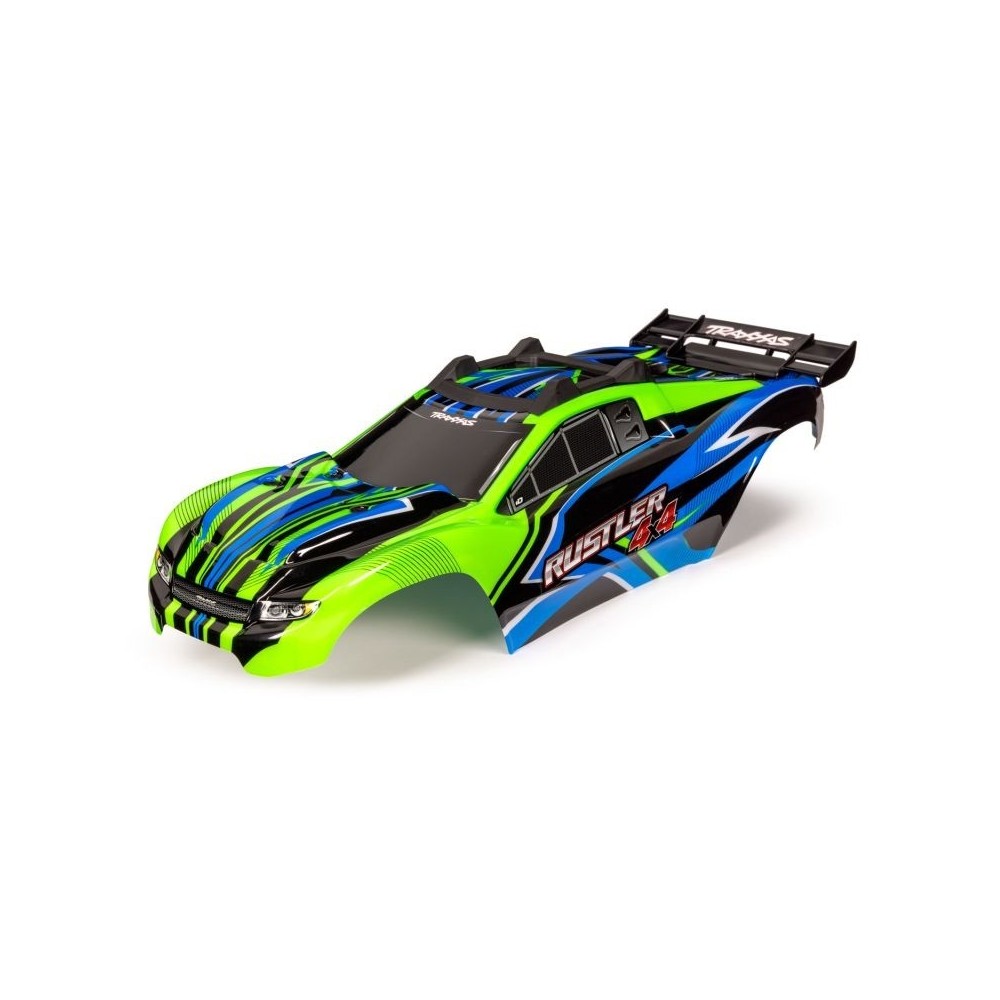 Carrocería Rustler 4x4 verde y azul con adhesivos Traxxas TRX6734G Carrocería Rustler 4x4 verde y azul con adhesivos Traxxas TRX6734G