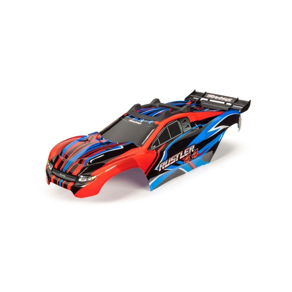Carrocería Rustler 4x4 rojo y azul con adhesivos Traxxas TRX6734R Carrocería Rustler 4x4 rojo y azul con adhesivos Traxxas TRX6734R