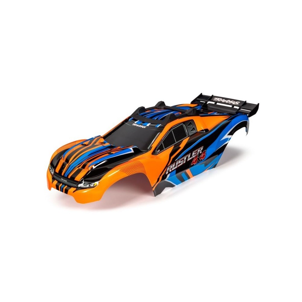 Carrocería Rustler 4x4 naranja y azul con adhesivos Traxxas TRX6734T Carrocería Rustler 4x4 naranja y azul con adhesivos Traxxas TRX6734T