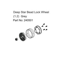 Absima - Deep Star Bead Lock Wheel Grey HBP240501
