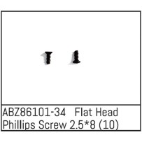 Absima - Flat Head Phillips Screw 2.5x8 - Mini AMT 10 ABZ86101-34