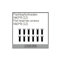Absima - HM3*8mm Flat Hex Screw 12pcs 1330356