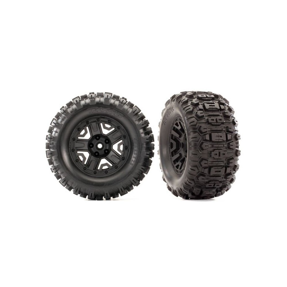 Neumáticos Traxxas Sledgehammer en llantas negras con foam (2) TRX6792