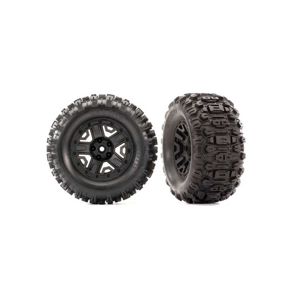Neumáticos Traxxas Sledgehammer en llantas negras con foam (2) TRX6792