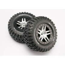 Traxxas Tire wheel assy glued (sct split-spoke satin chrome whee ) TRX6873