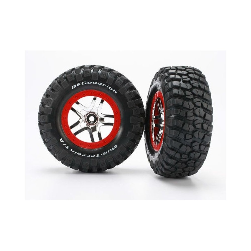 Ruedas montadas pegadas SCT S1 cromo rojo Traxxas TRX6873R Ruedas montadas pegadas SCT S1 cromo rojo Traxxas TRX6873R
