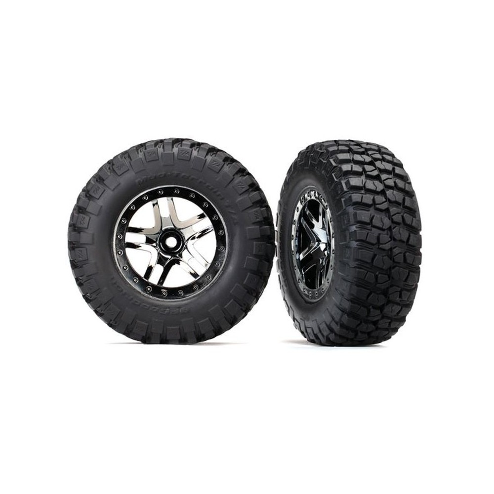 Ruedas montadas pegadas SCT cromo negro beadlock Traxxas Ruedas montadas pegadas SCT cromo negro beadlock Traxxas