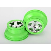 Llantas SCT cromo verde estilo beadlock perfil dual 2.8 pulgadas Traxxas TRX6875