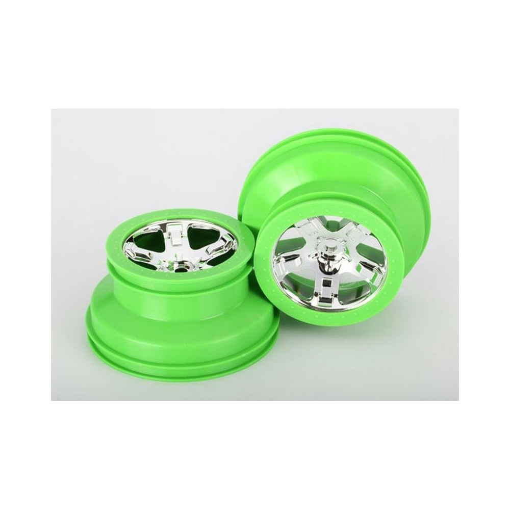 Llantas SCT cromo verde estilo beadlock perfil dual 2.8 pulgadas Traxxas TRX6875 Llantas SCT cromo verde estilo beadlock perfil dual 2.8 pulgadas Traxxas TRX6875
