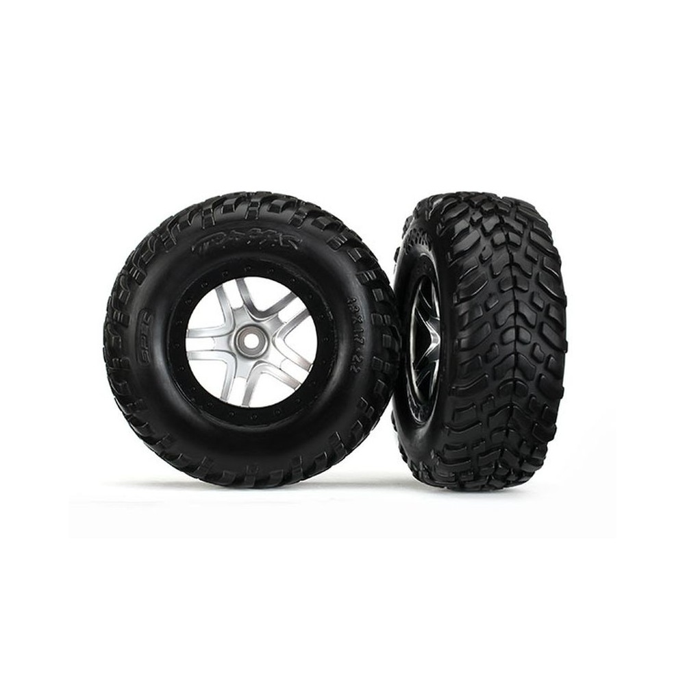 Ruedas montadas y pegadas cromo satinado negro llantas TSM para short course Traxxas TRX6892