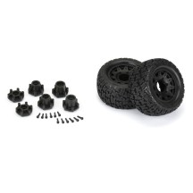 Ruedas Bonesaw 2.8 montadas pegadas Raid negras 1/10 Pro-line