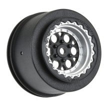 Llantas Showtime+ traseras 8mm hexagonales negro-plata Mini Drag 1/16