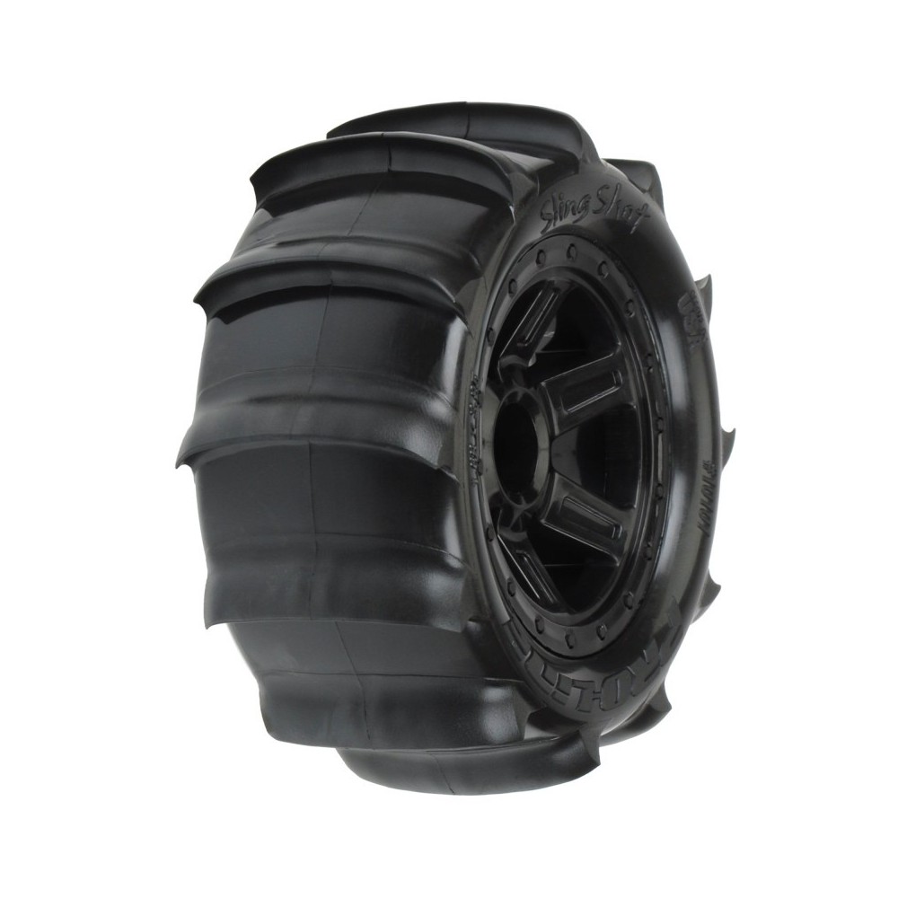 Neumáticos Sling Shot 2.2 arena F-R montados 12mm negros 1/16 Neumáticos Sling Shot 2.2 arena F-R montados 12mm negros 1/16